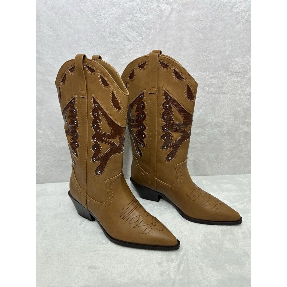 Madden Girl Western Cowboy Boots Women 8M Brown Pointed Toe